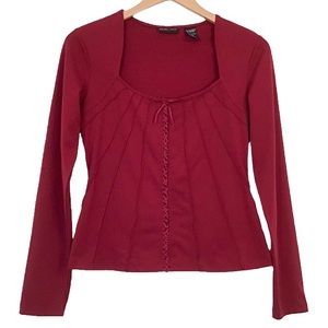 New York & Company Long Sleeve Top Size S Small Crisscross Ribbon Bow Detail